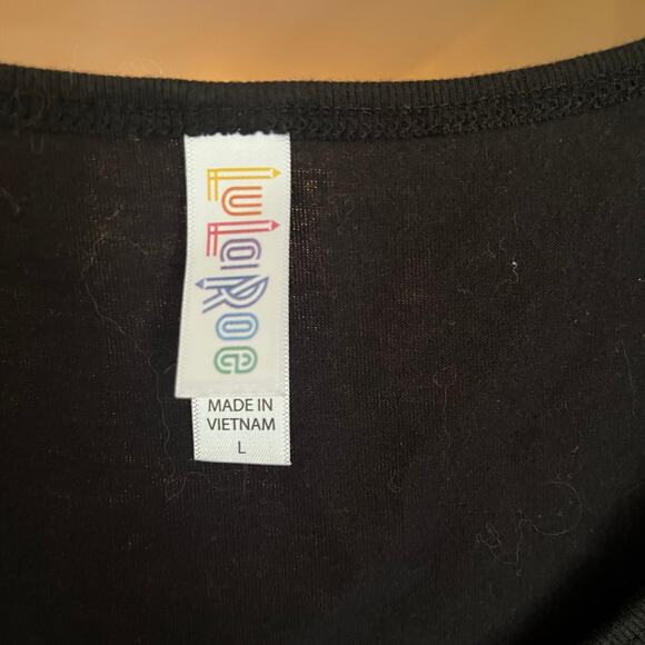 Lularoe Black Long Sleeve Blouse Topo Queen of Hearts Large Alice in Wonderland - Picture 8 of 9